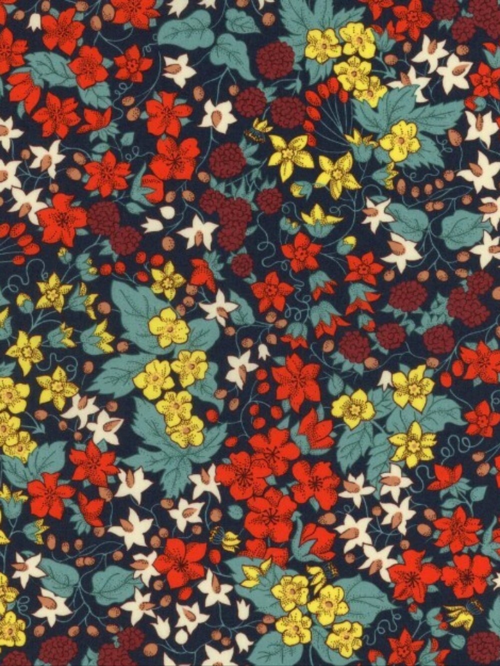 Liberty Art Fabric Tana Lawn Super Skinny Scarf Harvest Berry Colorful Floral - Picture 10 of 13
